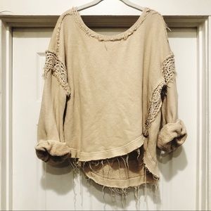 Free people cream shabby chic oversized sweater